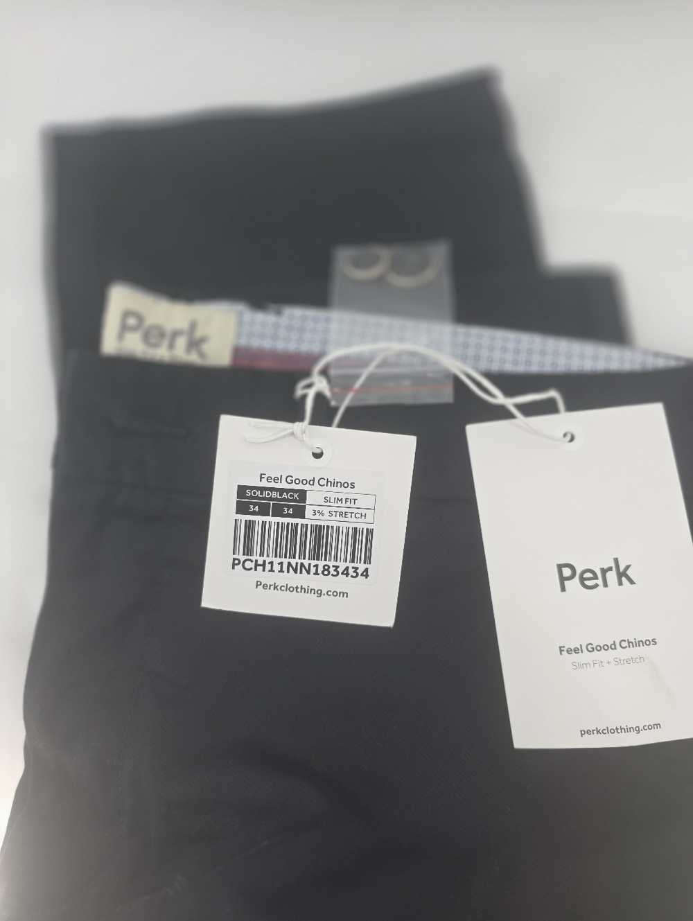 Mens 34x34 Perk Feel Good Chino Pants Black Slim Fit NWT